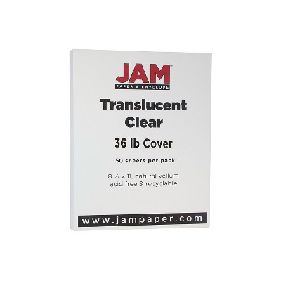 JAM Paper Translucent Vellum 36lb Colored Cardstock 8.5 x 11 Coverstock Clear 1566