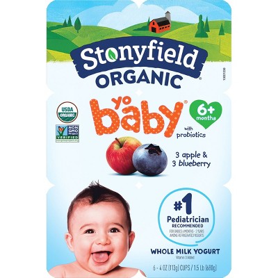 Stonyfield Organic YoBaby Apple &#38; Blueberry Whole Milk Baby Probiotic Yogurt - 6ct/4oz Cups_3