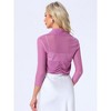 INSPIRE CHIC Women's Semi Sheer Open Front Elegant 3/4 Sleeves Mesh Bolero Shrug - 4 of 4