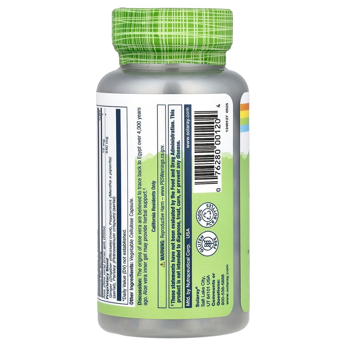 Solaray True Herbs, Aloe Vera Gel, 10 mg, 100 VegCaps - thumbnail 3