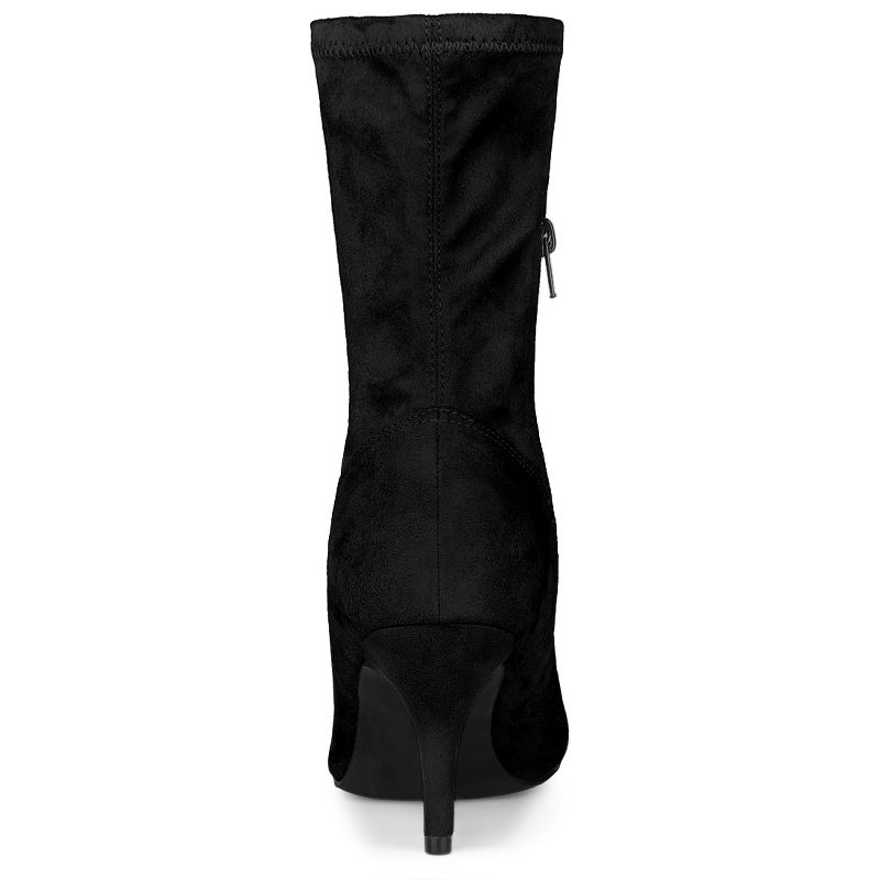 Allegra K Women's Pointy Toe Stretch Sock Stiletto Heels Boots, 4 of 7