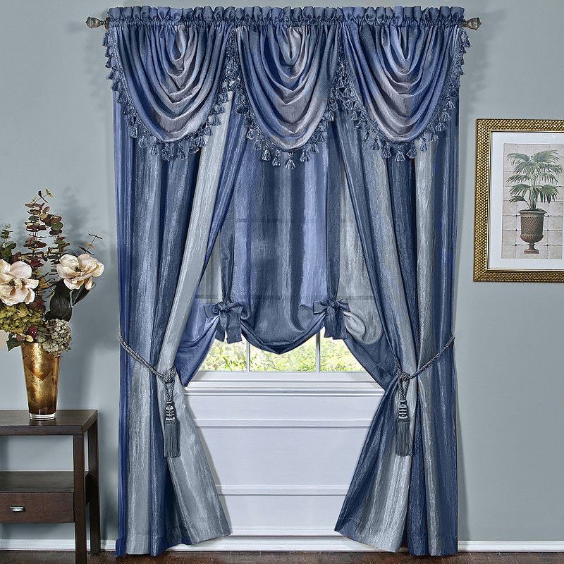 GoodGram Royal Ombre Crushed Semi Sheer Complete 6 Pc. Window Curtain & Valance Set, 1 of 5