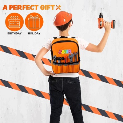 32-Piece Orange and Gray Kids Tool Set with Backpack