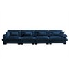 Aukfa Blue Velvet Large  Sofa with Bolster Armrests, Waist & Throw Pillows – Modern Couch for Living Room, Bedroom or Office - 3 of 4