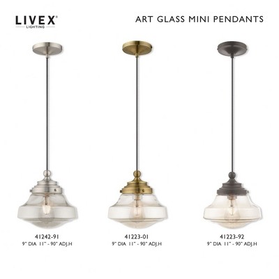 English Bronze Mini Pendant with Champagne Glass Shade