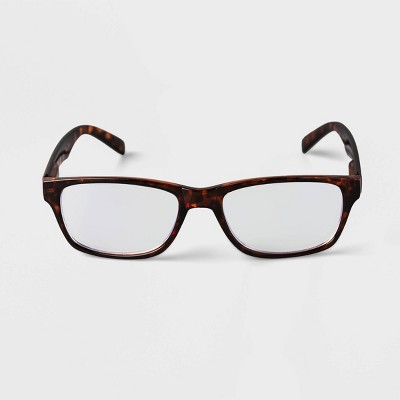 Men's Tortoise Print Rectangle Blue Light Filtering Glasses - Goodfellow & Co™ Brown