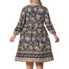 Agnes Orinda Women's Plus Size Boho V Neck 3/4 Sleeve Floral Casual Beach Mini A Line Dress - 4 of 4