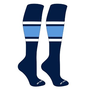 MK Socks Striped OTC Baseball, Softball, Football Socks (B) Navy, White, Columbia Blue (L) - 1 of 3