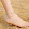 Turandoss Ankle Bracelets for Women, 14K Gold Plated Dainty Layered Chain CZ Initial Anklets Set Summer Jewelry Gifts - 2 of 4