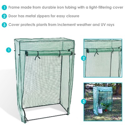 Deluxe Portable UV-Protected Green Plant Starter Greenhouse with Roll-Up Door