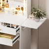 61.02"Small Space Vanity Table Set with 3 Adjustable Lighted Mirror and Storage Chair, Makeup Vanity Table for Small Space, White - 3 of 4