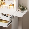 61.02"Small Space Vanity Table Set with 3 Adjustable Lighted Mirror and Storage Chair, Makeup Vanity Table for Small Space, White - image 3 of 4