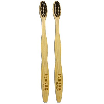 5 Star Super Deals Natural Bamboo Charcoal Toothbrush 100% Organic Biodegradable, Eco-Friendly Toothbrush with Extra Slim Soft BPA-Free Bristles 2pc