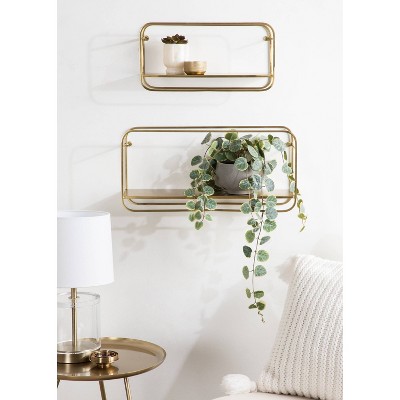 Gold Metal Floating Cube Wall Shelves Set