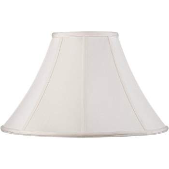 Springcrest Off-White Shantung Large Lamp Shade 7" Top x 18" Bottom x 10.5" High x 12" Slant (Spider) Replacement with Harp and Finial