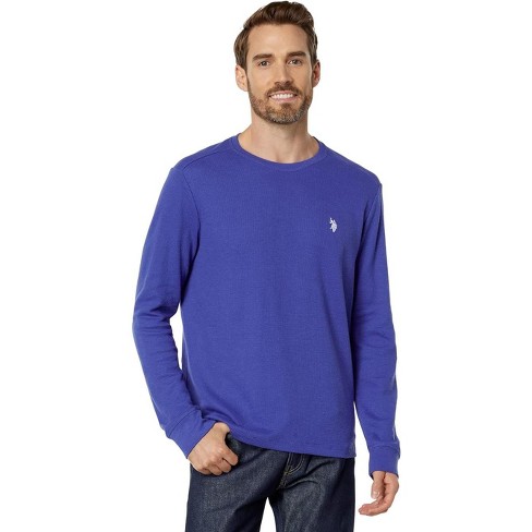 U.s. Polo Assn. Men s Long Sleeve Crew Neck Solid Thermal Shirt Dazzling Blue Small Target