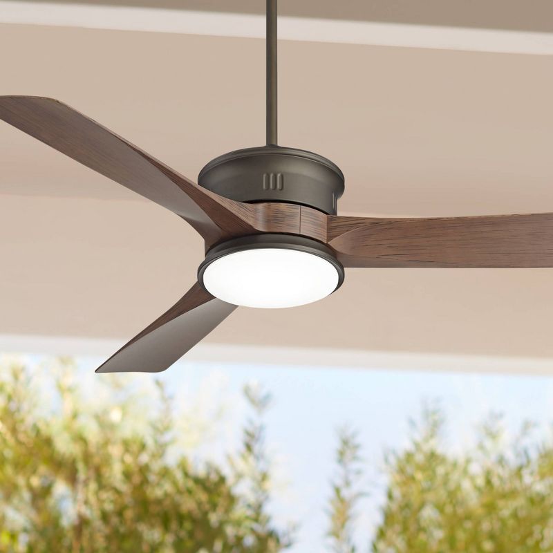 54" Casa Vieja Key West Modern Indoor Outdoor Ceiling Fan with Dimmable LED Light Remote Emperial Bronze Walnut Opal Glass Wet Rated for Patio House, 2 of 11