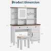 Makeup Vanity Desk, with Mirror and Lights, 42" Glass Top Vanity Table, Upholstered Stool, Drawers, Cabinet & Open Shelves, 2 Storage Drawers - 2 of 4