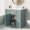 CSBDHome 36" White Bathroom Vanity with Sink, Solid Wood Cabinet and 6 Drawers - 3 of 4