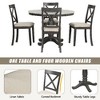 NicBex Modern 5-Piece Dining Set, Marble-Style Round Table with 4 Solid Wood Chairs, Kitchen Table Set for 4 - 4 of 4