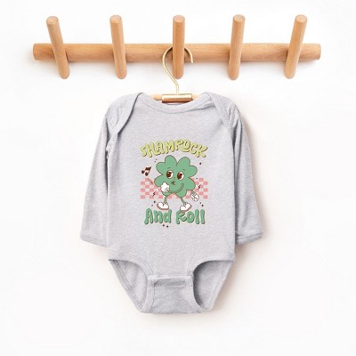 The Juniper Shop Shamrock And Roll Baby Long Sleeve Bodysuit