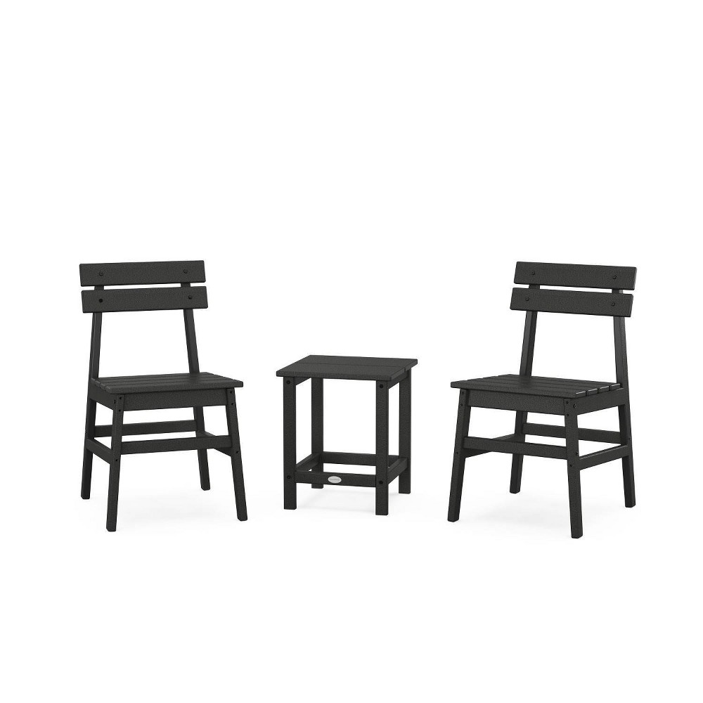 POLYWOOD 3pc Modern Studio Plaza Outdoor Patio Chair Conversion Set Black: Durable, Minimalist Design, Easy to Clean