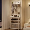72.8" Organizador de abrigos y zapatos – Perchero blanco con puertas, 7 ganchos y diseño estrecho, ideal para entrada, dormitorio y cuarto de baño - 4 of 4