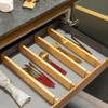 Basicwise 4 Piece Bamboo Expandable Drawer Dividers Adjustable Spring Loaded Organizers for Kitchen Utensils Clothes and Makeup Tools - 2 of 4