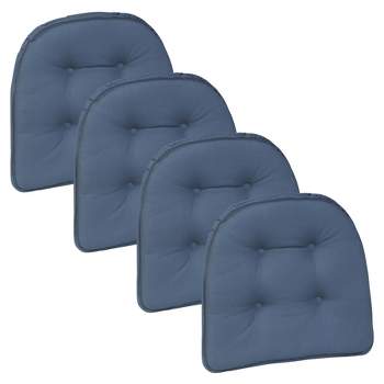 Gripper 15" x 16" Non-Slip Twill Tufted Chair Cushions Set of 4 - Wedge Blue