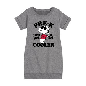 - Peanuts - Pre-K Just Got Cooler Graphic Short Sleeve Fleece Dress - 1 of 4