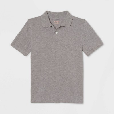 Boys' Short Sleeve Stretch Pique Uniform Polo Shirt - Cat & Jack™ Charcoal Gray