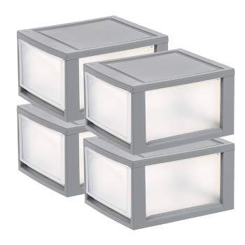 IRIS Compact Stacking Storage Plastic Drawer Organizer with Clear Doors
