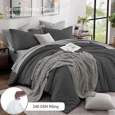 Der Rose BALHAM TRADE-7 Pieces Queen Comforter Set Bed in a Bag with Comforter Sheets Pillowcases Shams Dark Grey-7Piece-Queen 90"x90" — фото 4
