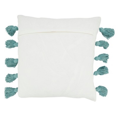 Mint Cotton Tassel Stripe Euro Throw Pillow Cover 18x18