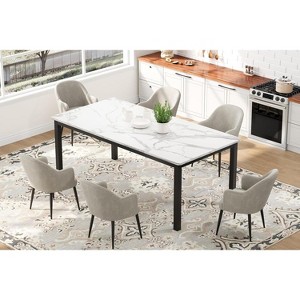 Coucheta 71/79" Industrial Dining Table for 6-8 - Rustic Wood & Metal Frame, Multi-Use, Scratch-Resistant - 1 of 4