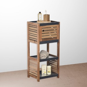 Evideco French Home Goods Bathroom Linen Storage Floor Cabinet Elements Acacia - Gray Wood - 1 of 4