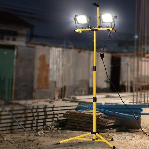 Homcom 8000 Lumen Led Work Lights Dual Head Weather Resistant With Tripod  Stand : Target