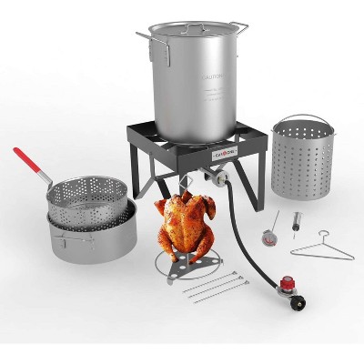 GasOne Seafood Boil Kit, 30QT & 10QT Propane Burner Set for Crawfish, Crab, Shrimp, Lobster, Turkey Frying, with High-Pressure Regulator & Hos