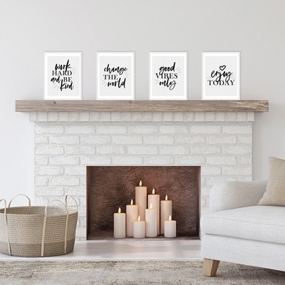 Black and White Linen Paper Motivational Quote Wall Art Set