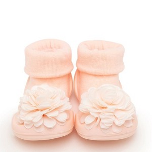 Komuello Baby Girl First Walk Sock Shoes Corsage Pink - 1 of 4