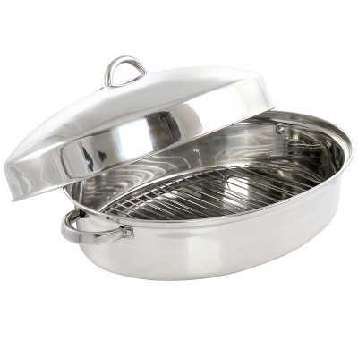 6-Quart Enameled Coated Oval Roaster with Stainless Steel Lid – Saveur  Selects