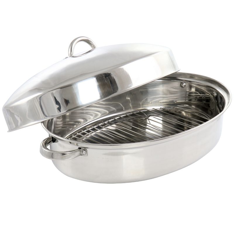 Gibson Home Hutchinson 18 Inch Oval Stainless Steel Roaster with Rack, 1 of 6