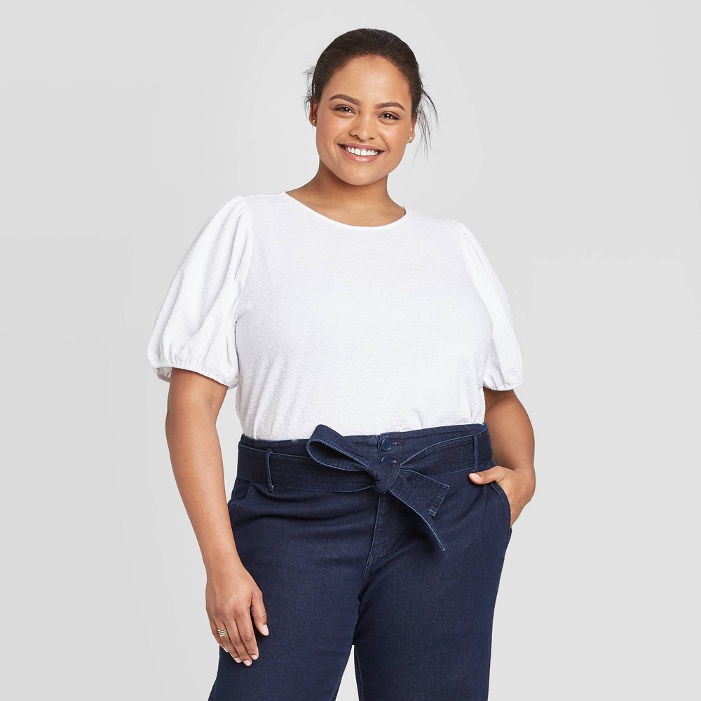 Women's Plus Size Short Sleeve Scoop Neck T-Shirt - A New Day White 4X, Women's, Size: 4XL was $16.99 now $11.89 (30.0% off)