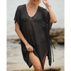 Womens Knit Swimsuit Cover Up Lace Up Beach Cover Up Dress - 4 of 4