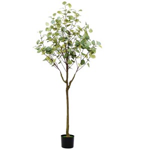 4FT Artificial Eucalyptus Tree with Pot, Tall Faux Tree, No Maintenance, Lifelike Trunk, Realistic Silk Leaves, Perfect for Indoor/Outdoor Decor - 1 of 4