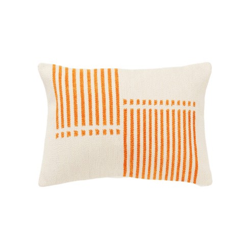 Orange and white striped pillows best sale