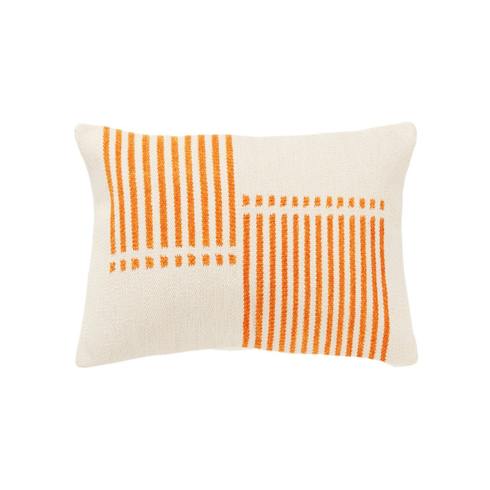 Photos - Pillow 14"x20" Oversize Striped Lumbar Throw  Cover Orange - Rizzy Home