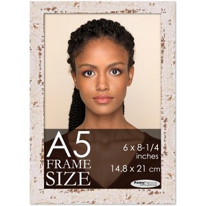 PosterPalooza | Photo Size Shabby Chic White Picture Frame - UV Acrylic, Foam Board Backing, Hanging Hardware - 1 of 4