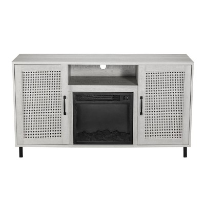 54" Transitional Electric Fireplace Saw Cut TV Stand for TVs up to 60" Off White - Home Essentials