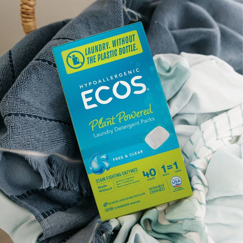 ECOS Plastic-Free Laundry Detergent Packs - Free &#38; Clear - 17.98oz/40pk, 4 of 5